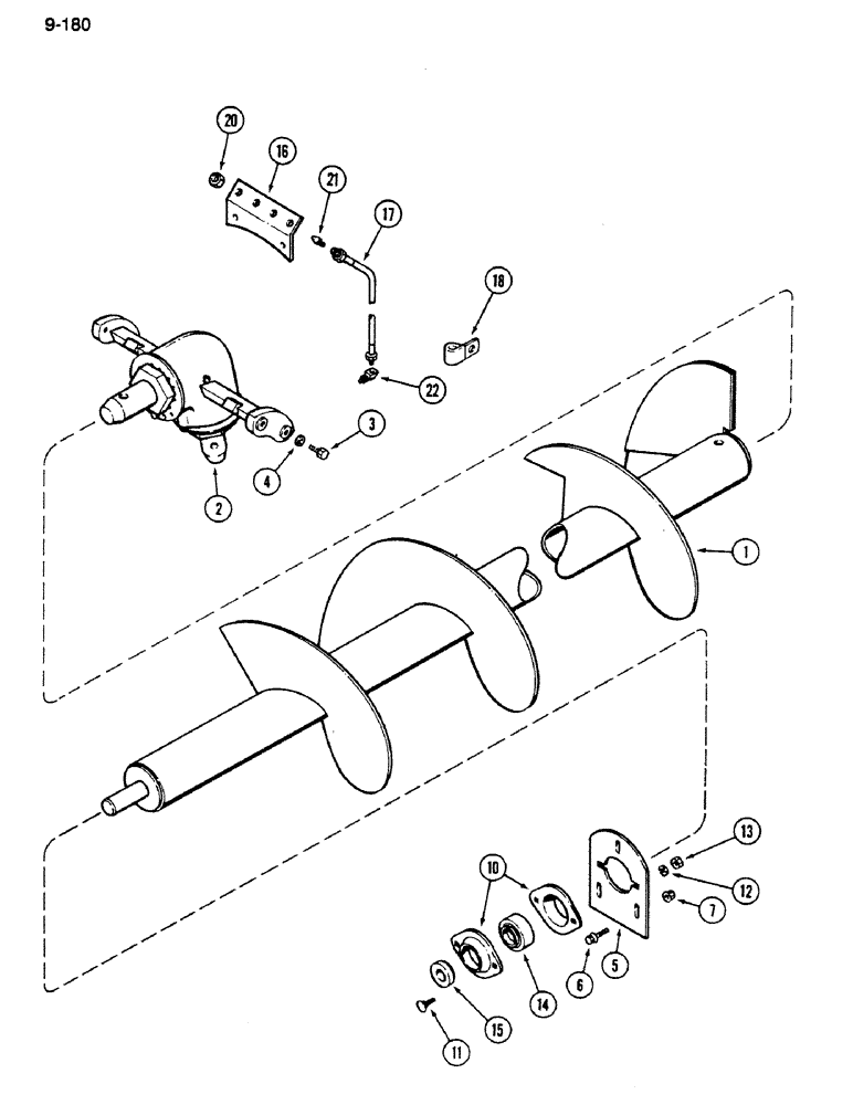 Схема запчастей Case IH 1620 - (9-180) - UNLOADER UPPER AUGER (17) - GRAIN TANK & UNLOADER