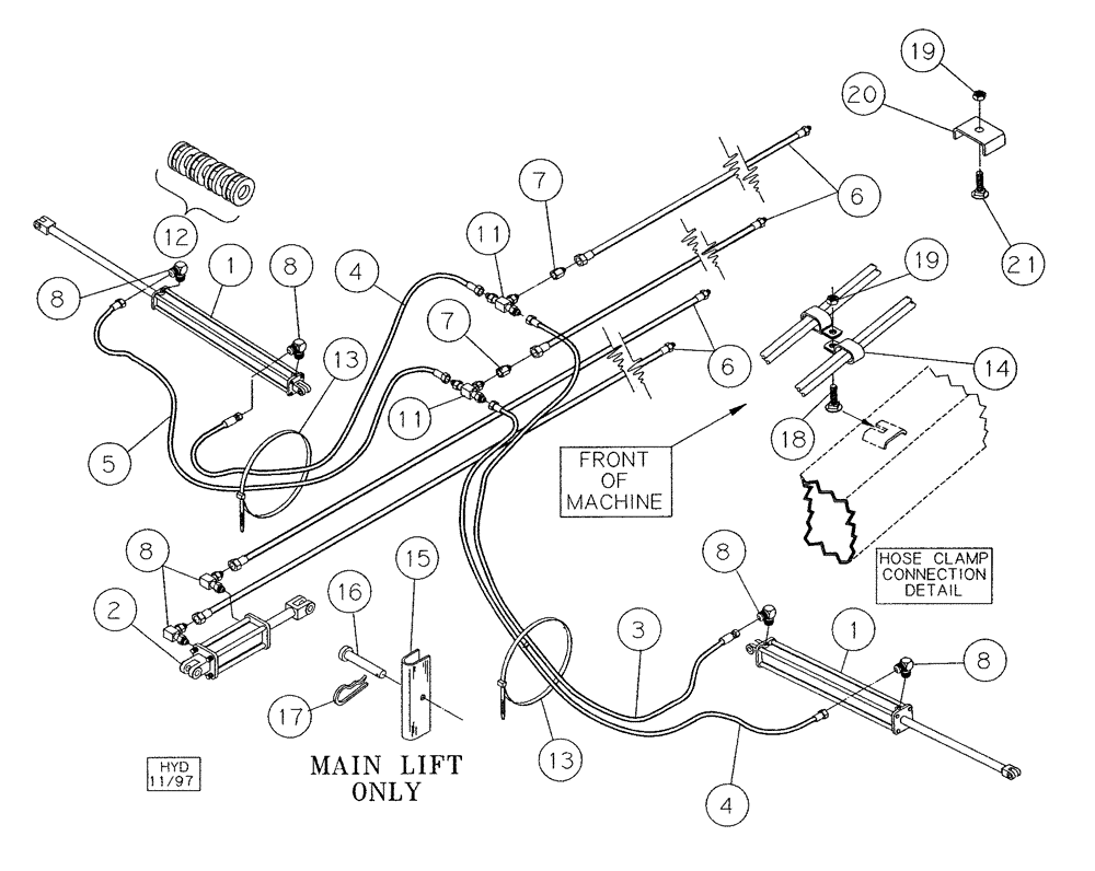 Схема запчастей Case IH NPX2800 - (35.100.01) - HYDRAULIC HOSE ROUTING (35) - HYDRAULIC SYSTEMS