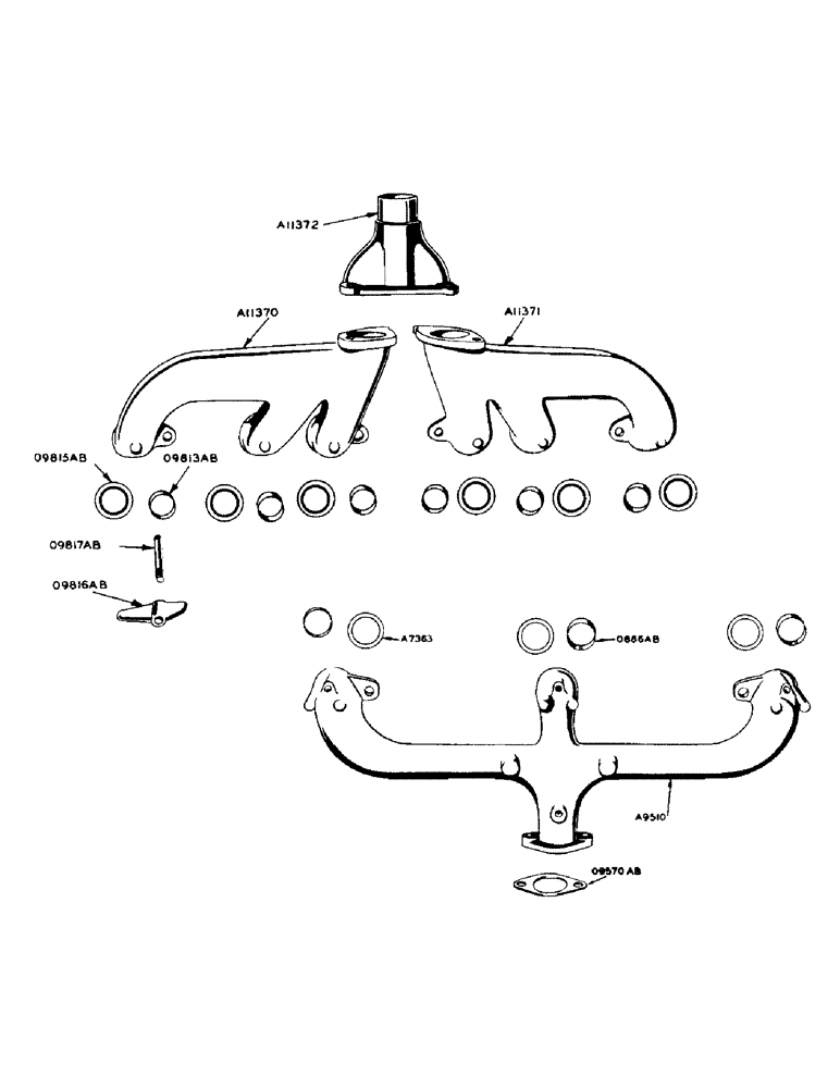 Схема запчастей Case IH 930 - (2-032) - LP-GAS ENGINE, INTAKE AND EXHAUST MANIFOLD (02) - ENGINE