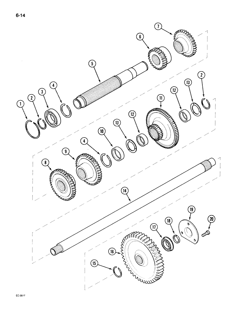 Схема запчастей Case IH 395 - (6-014) - SPEED TRANSMISSION COUNTERSHAFT, WITH CREEPER (06) - POWER TRAIN