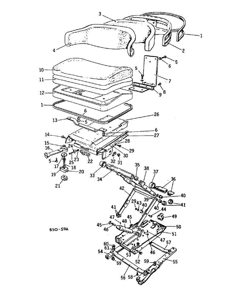 Схема запчастей Case IH 584 - (13-10) - SEAT, LUXURY SUSPENSION PVC COVERED, W/ BEFORE AND AFTER HEIGHT ADJUSTMENT, BOSTROM (05) - SUPERSTRUCTURE