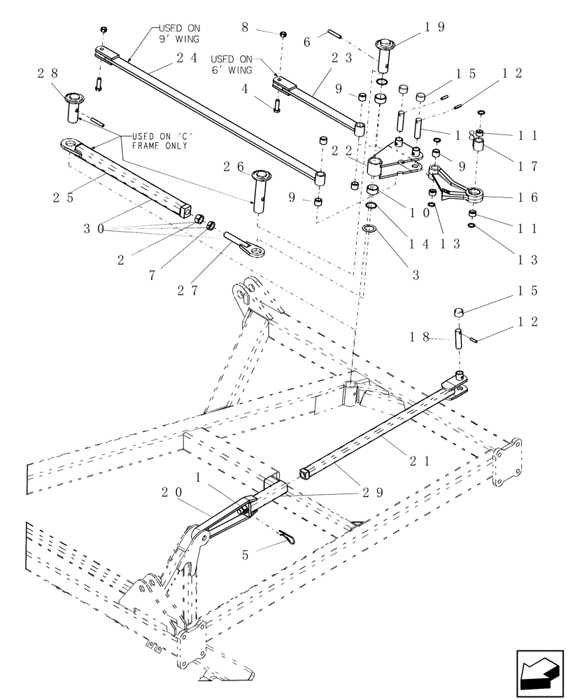 Схема запчастей Case IH PTX300 - (1.110.1) - DEPTH CONTROL ASSEMBLY - WINGS BSN CBJ0015120 (12) - FRAME