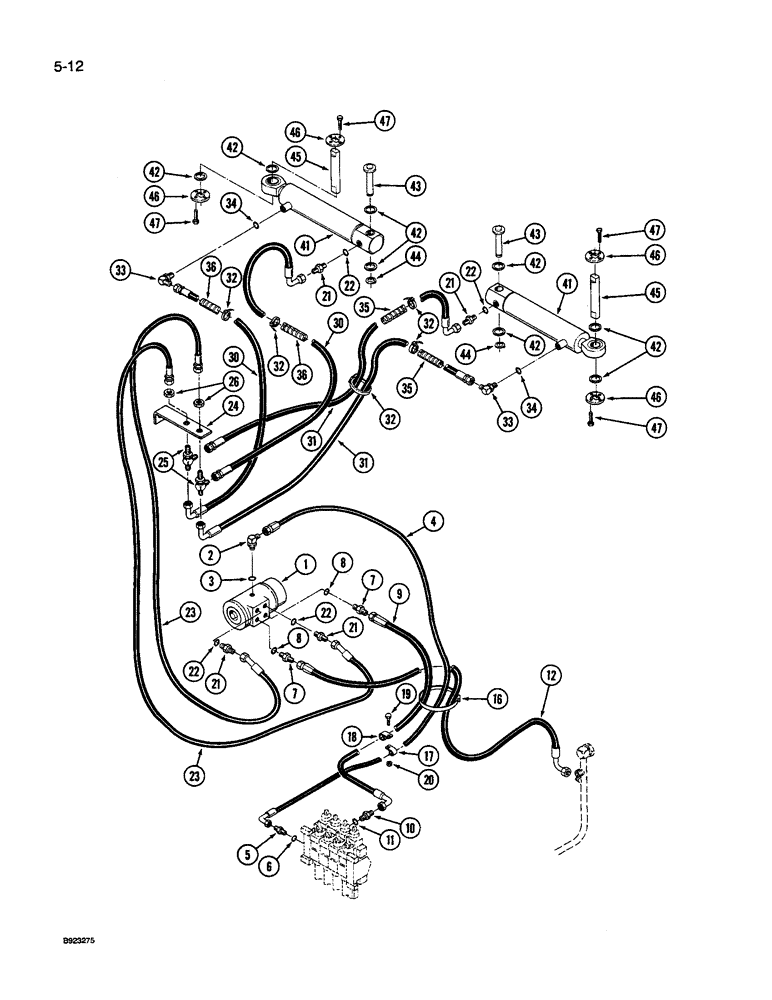 Схема запчастей Case IH 9240 - (5-012) - STEERING SYSTEM HYDRAULICS, FRONT STEERING, P.I.N. JCB0028400 AND AFTER (05) - STEERING