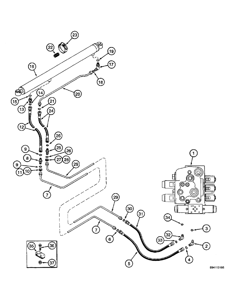 Схема запчастей Case IH 2144 - (8-56) - UNLOADER TUBE SWING CYLINDER SYSTEM (07) - HYDRAULICS