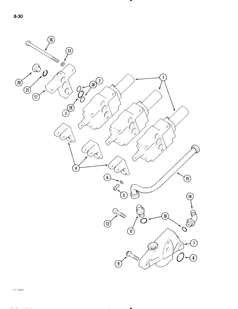 Схема запчастей Case IH 595 - (8-30) - REMOTE AUXILIARY VALVES, FIRST, SECOND, OR THIRD BANK MOUNTING, WITH CAB (08) - HYDRAULICS