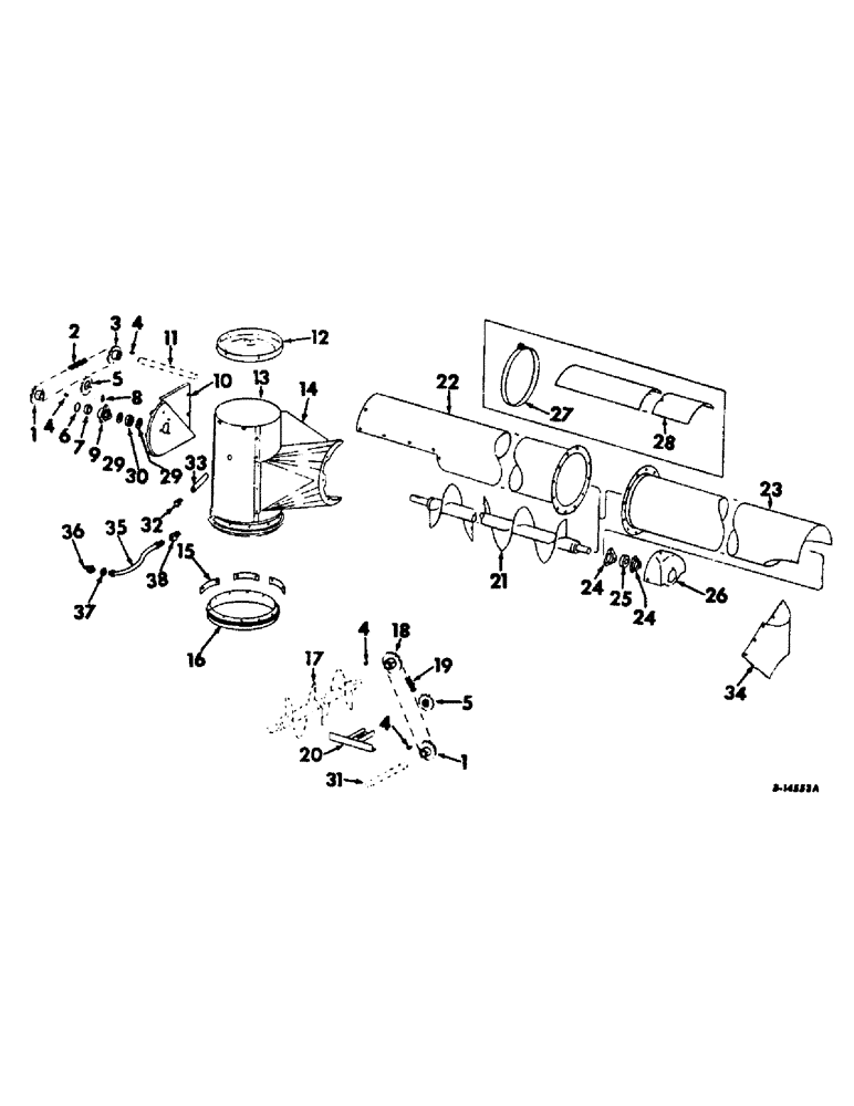 Схема запчастей Case IH 915 - (T-09) - GRAIN TANK AND BAGGER, UPPER UNLOADER AUGER AND DRIVE Grain Tank