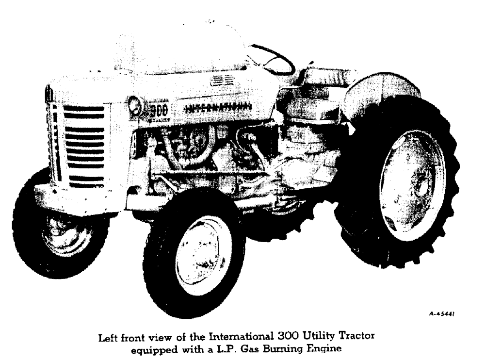 Схема запчастей Case IH 300 - (003) - LEFT FRONT VIEW OF INTERNATIONAL 300 UTILITY TRACTOR EQUIPPED W/ L.P. GAS BURNING ENGINE (00) - GENERAL