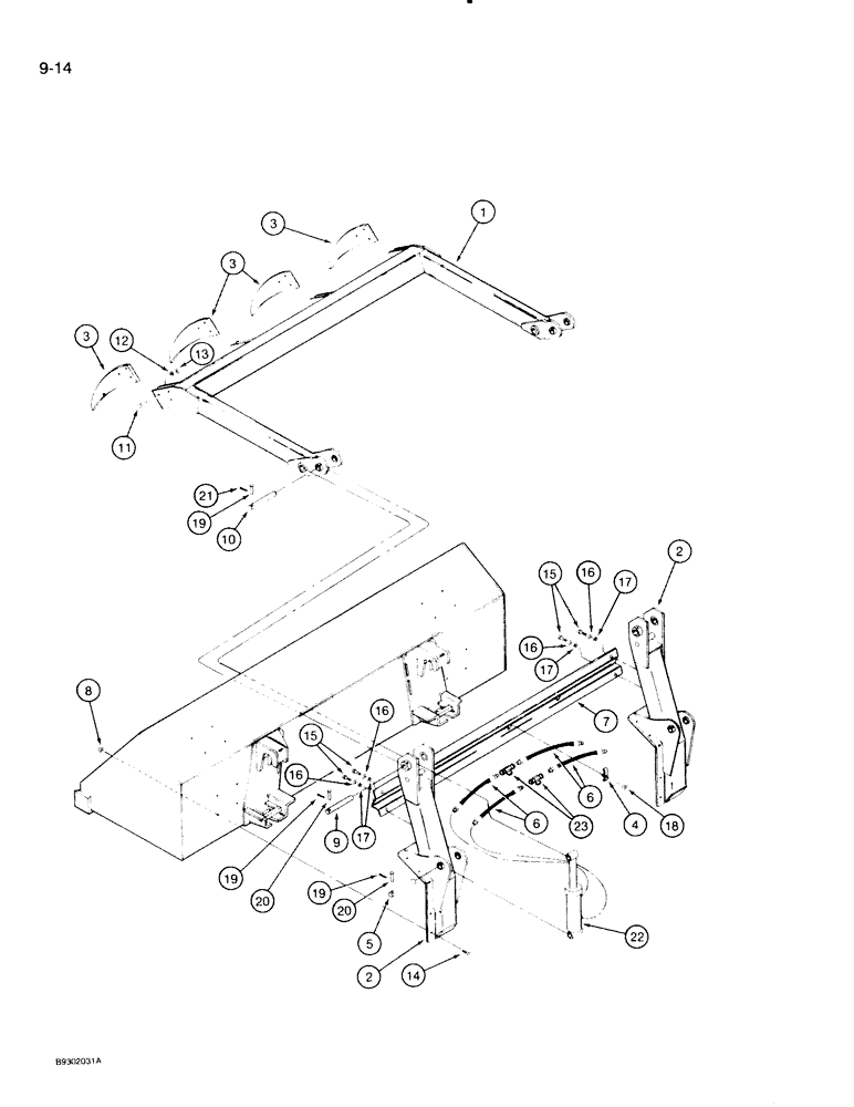 Схема запчастей Case IH 710 - (9-14) - GRAPPLE, FOUR TINE TWO CYLINDER, FOR BUCKETS WITH BOLT-ON SPILLGUARD, PRIOR TO P.I.N. CJA0001736 (09) - CHASSIS/ATTACHMENTS