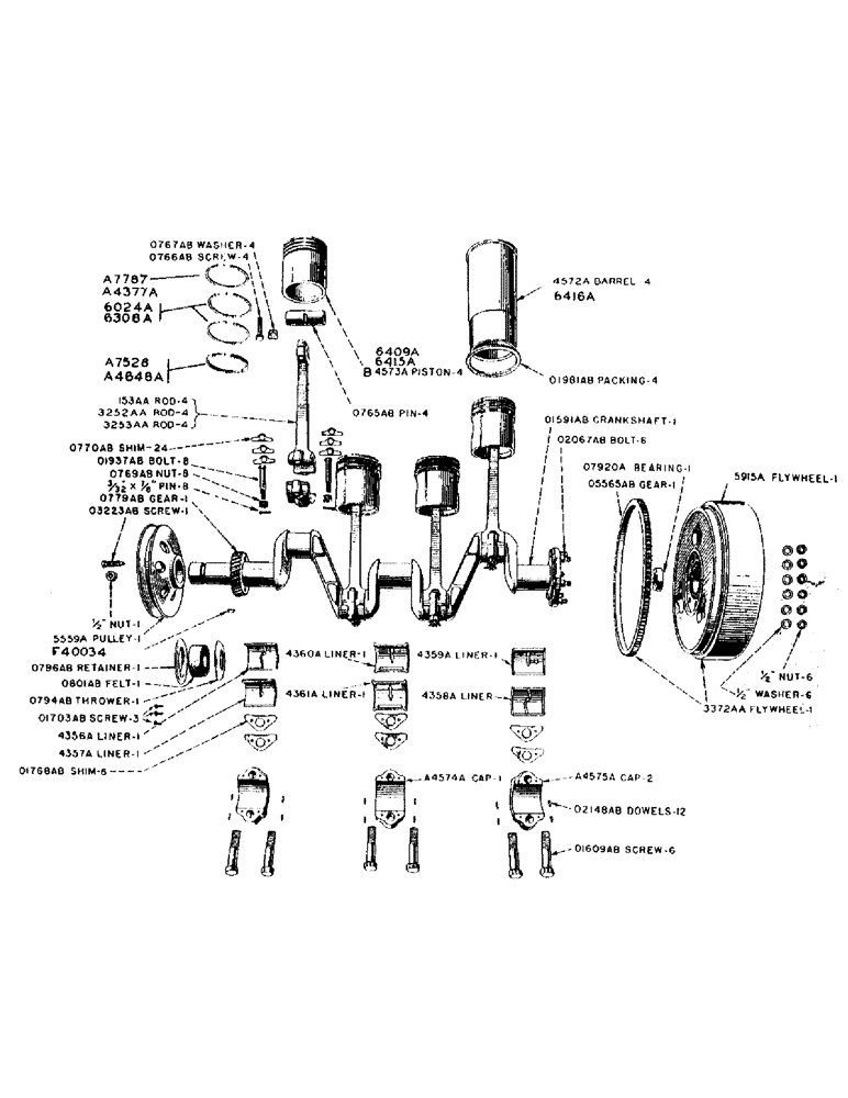 Схема запчастей Case IH D-SERIES - (008) - PISTONS, CONNECTING RODS, AND CRANKSHAFT, PISTONS, RINGS AND SLEEVES, (3- 7/8" BORE) (02) - ENGINE