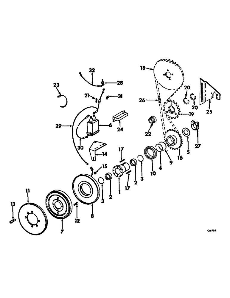 Схема запчастей Case IH 403 - (035C) - ELECTRIC CLUTCH FOR CHAIN TYPE FEEDER DRIVE (60) - PRODUCT FEEDING