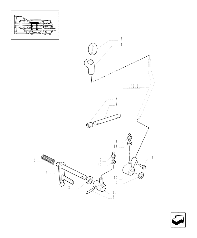 Схема запчастей Case IH JX1075C - (1.32.2/03) - (VAR.139-281) NA - 8X8 (30 KM/H) P.SHUTT. W/OIL COOLER - ROD AND TIE-ROD (03) - TRANSMISSION