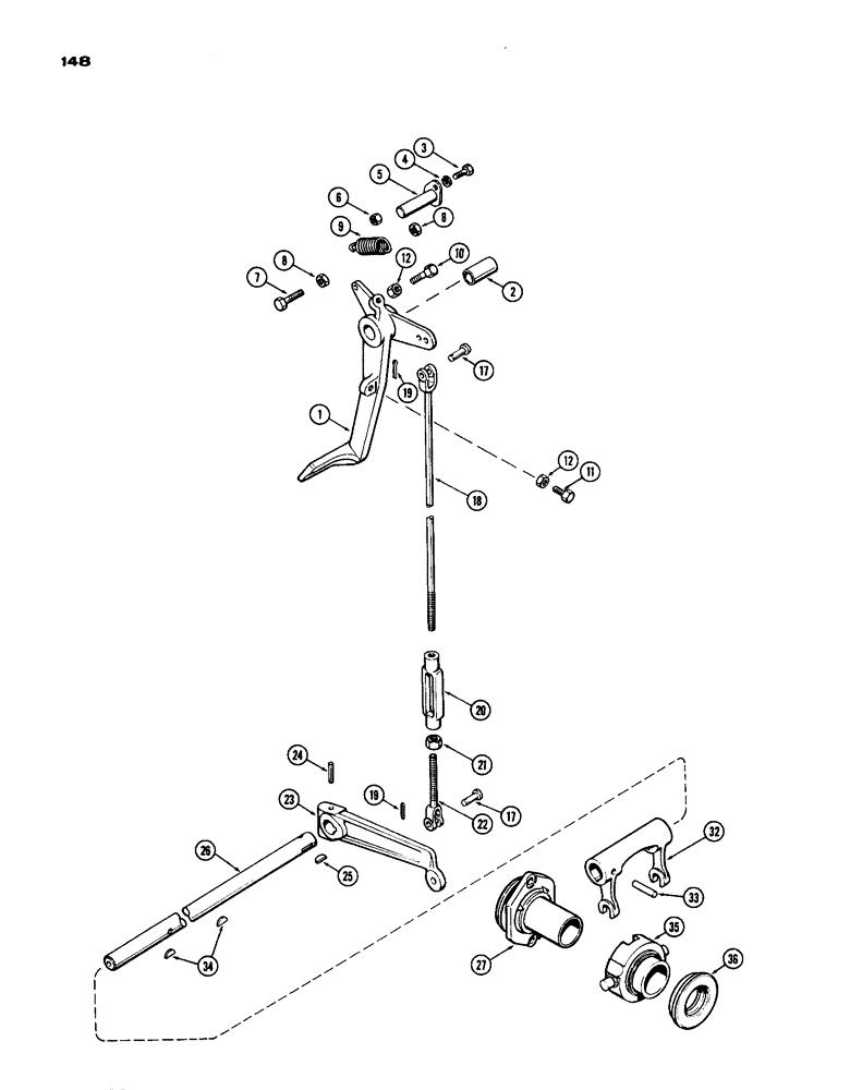 Схема запчастей Case IH 770 - (148) - CLUTCH RELEASE SYSTEM, MECHANICAL SHIFT (06) - POWER TRAIN