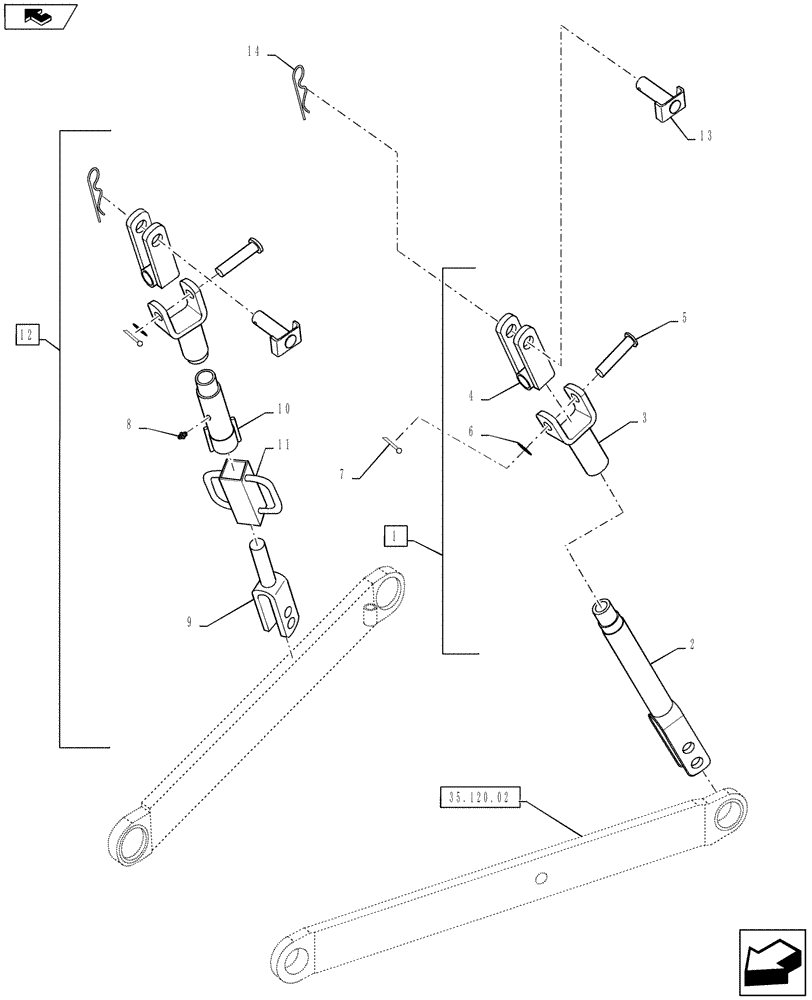 Схема запчастей Case IH FARMALL 50B - (37.120.04) - LIFT ROD (37) - HITCHES, DRAWBARS & IMPLEMENT COUPLINGS