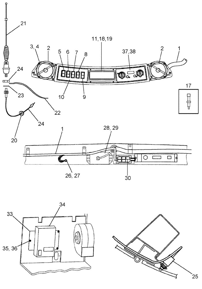 Схема запчастей Case IH 620 - (04-04) - HARNESS, MAIN CAB - OVERHEAD CONTROL PANEL (06) - ELECTRICAL SYSTEMS