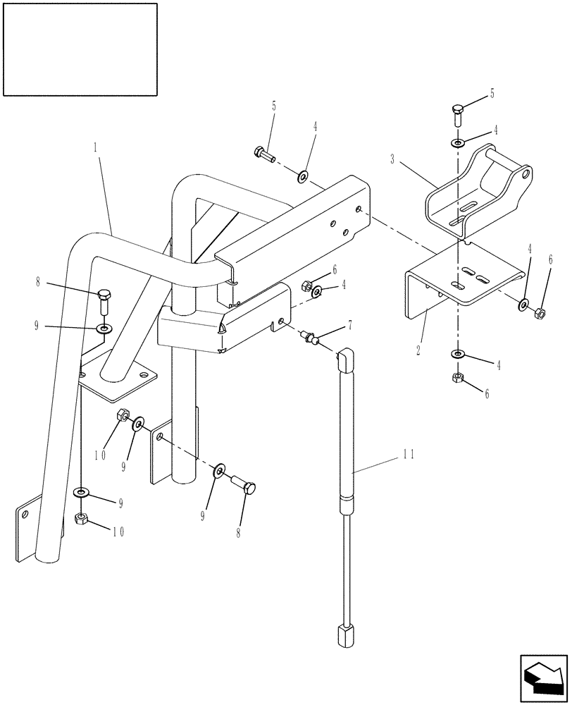 Схема запчастей Case IH 8120 - (90.100.22) - SUPPORT TUBE & HINGE, L.H. SIDE REAR PANEL (90) - PLATFORM, CAB, BODYWORK AND DECALS