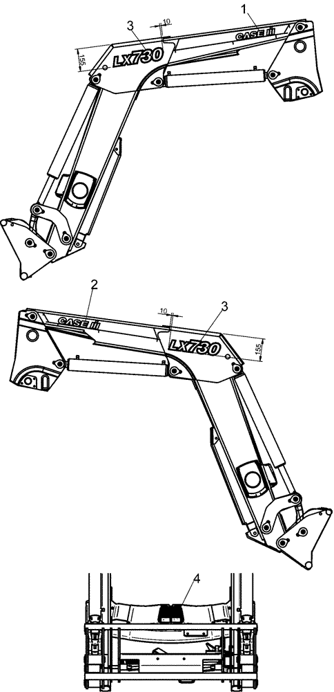 Схема запчастей Case IH LX730 - (90.108.AB[07]) - MODEL DECAL - NSL (90) - PLATFORM, CAB, BODYWORK AND DECALS