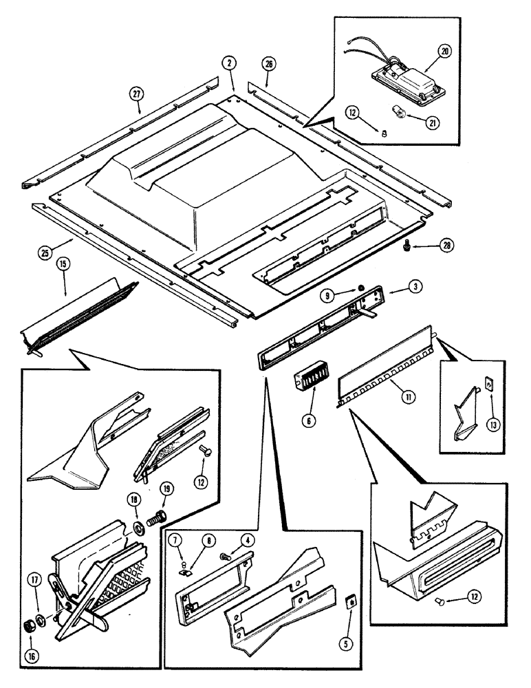 Схема запчастей Case IH 870 - (303A) - CAB, HEADLINER, HINSON (09) - CHASSIS/ATTACHMENTS