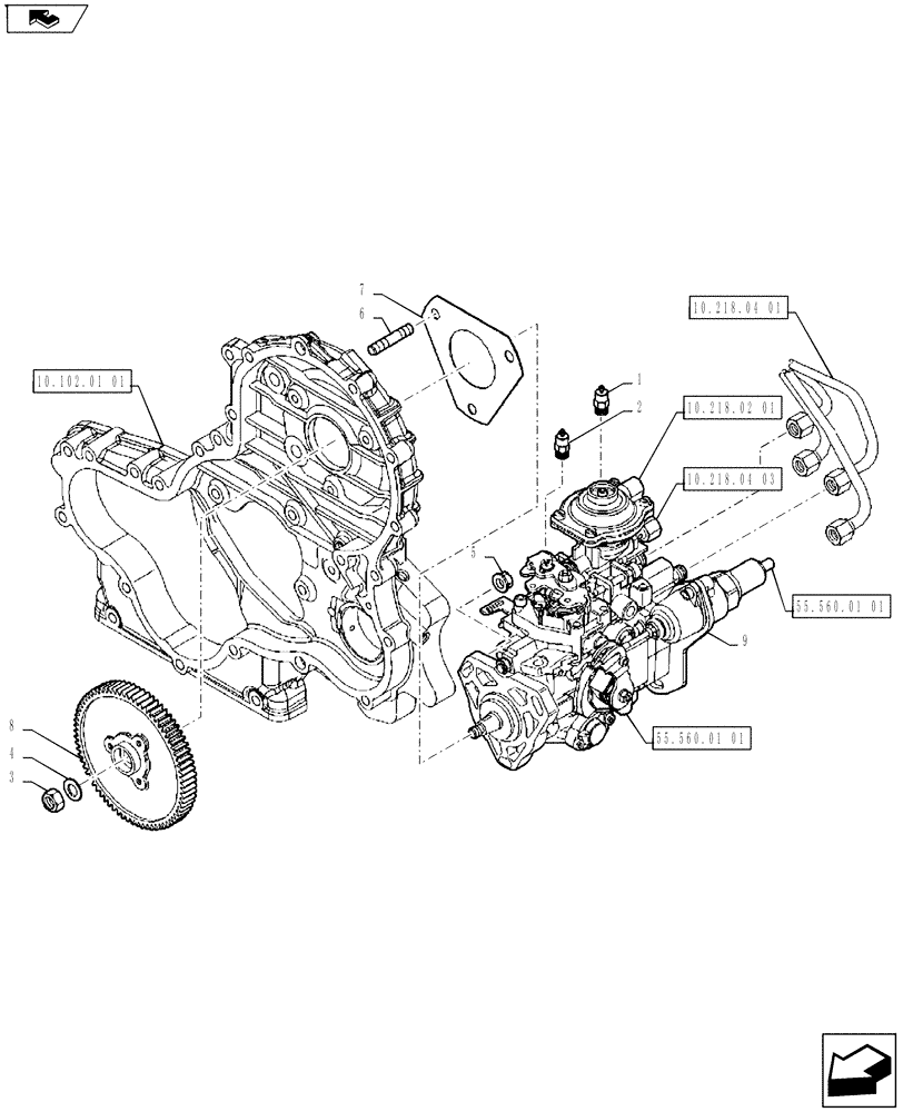 Схема запчастей Case IH FARMALL 65A - (10.246.01[01]) - INJECTION PUMP (10) - ENGINE