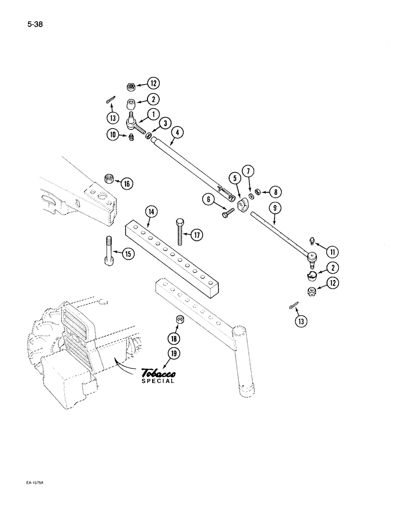 Схема запчастей Case IH 895 - (5-38) - FRONT AXLE EXTENSION, TOBACCO SPECIAL (05) - STEERING