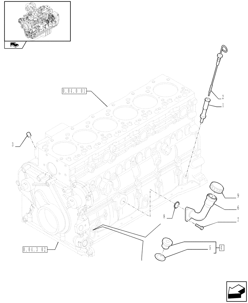 Схема запчастей Case IH F4GE9684D J603 - (0.27.0) - ENGINE OIL DIPSTICK (2853328 - 2852376) 
