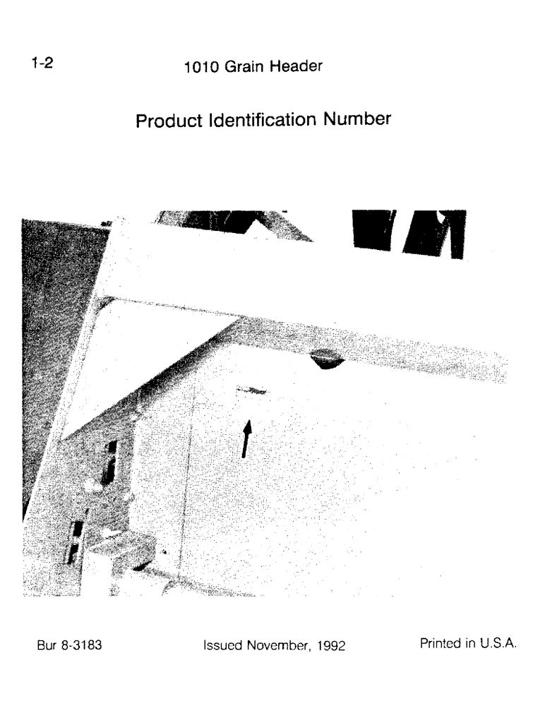 Схема запчастей Case IH 1010 - (1-02) - PRODUCT IDENTIFICATION NUMBER (00) - GENERAL & PICTORIAL INDEX