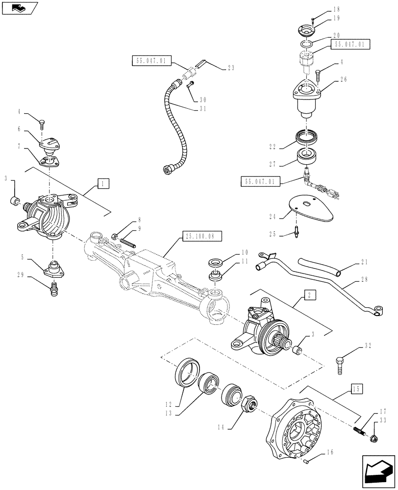 Схема запчастей Case IH PUMA 160 - (25.108.05) - CL.3 STANDARD FRONT AXLE - STEERING KNUCKLE - SENSOR - HUB (25) - FRONT AXLE SYSTEM