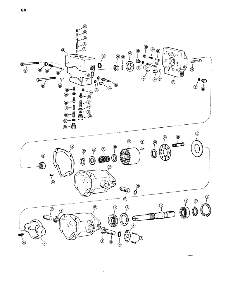 Схема запчастей Case IH 1816 - (60) - D65642 HYDRAULIC VARIABLE DISPLACEMENT PUMP (35) - HYDRAULIC SYSTEMS