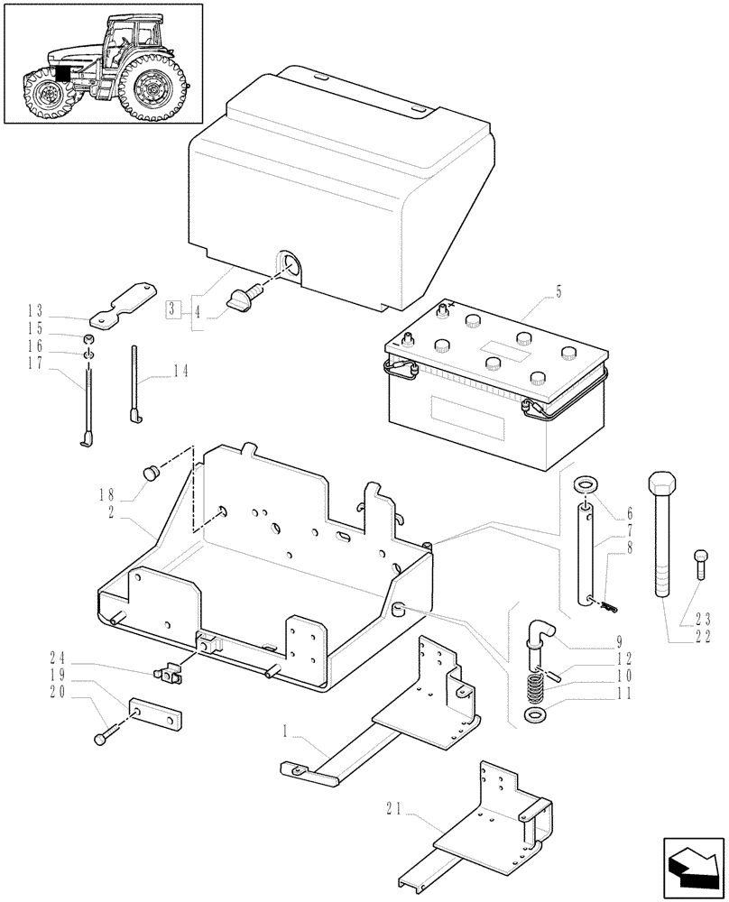 Схема запчастей Case IH MXU115 - (1.74.2[01]) - BATTERY, COVERS AND RELATED SUPPORTS - C5335 (06) - ELECTRICAL SYSTEMS