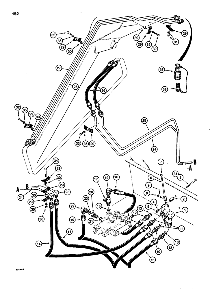 Схема запчастей Case IH 1835 - (152) - AUXILIARY HYDRAULIC CIRCUIT (08) - HYDRAULICS