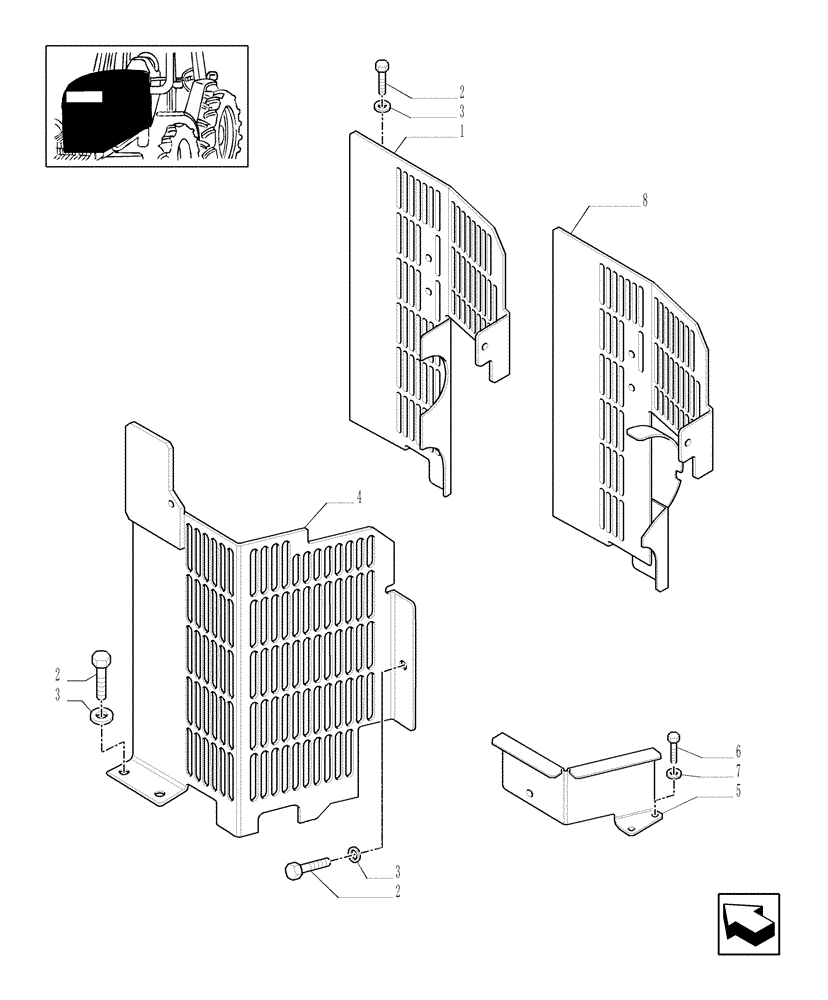 Схема запчастей Case IH MXU135 - (1.19.9[02]) - ENGINE GUARD (02) - ENGINE EQUIPMENT