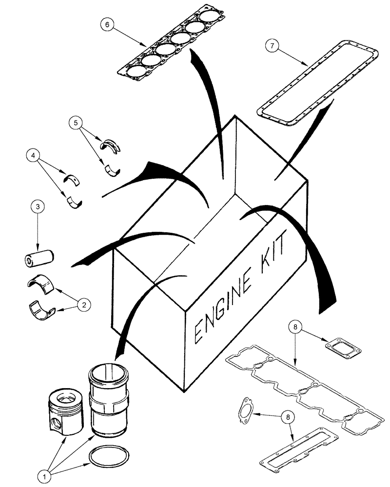 Схема запчастей Case IH FLX3510 - (02-066) - KIT - ENGINE OVERHAUL, FLX 3510 (01) - ENGINE