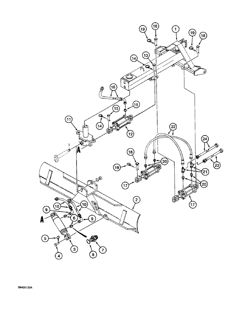 Схема запчастей Case IH 50 - (8-06) - HYDRAULIC HOSES AND CYLINDERS, USED WITH MODEL 50 BLADE (08) - HYDRAULICS