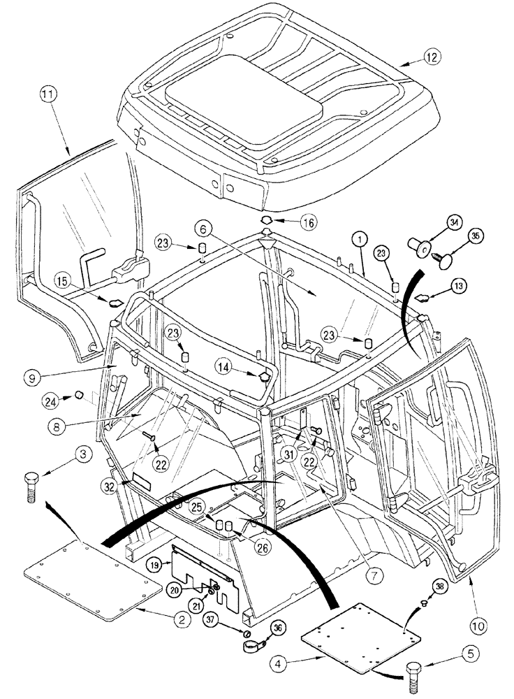Схема запчастей Case IH MX150 - (09-18) - CAB (90) - PLATFORM, CAB, BODYWORK AND DECALS