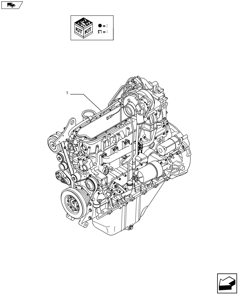 Схема запчастей Case IH F2CFE613C A011 - (10.001.01) - ENGINE ASSY (504376890) 