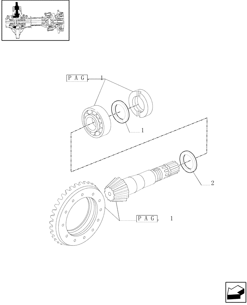 Схема запчастей Case IH MXM140 - (1.40.0/06[02]) - 4WD FRONT AXLE - BEVEL GEAR PAIR (04) - FRONT AXLE & STEERING