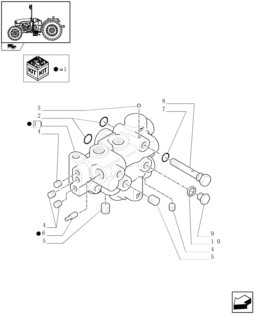 Схема запчастей Case IH FARMALL 75C - (1.33.1/05[01A]) - REAR MECH. DIFF. LOCK FOR POWER SHUTTLE - SOLENOID VALVE CAPS - D6389 (VAR.332381) (04) - FRONT AXLE & STEERING
