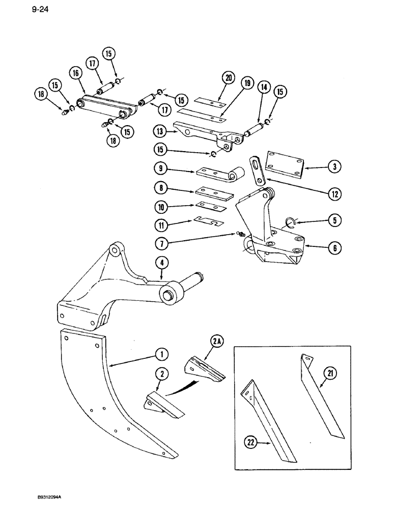 Схема запчастей Case IH 14 - (9-24) - TOGGLE TRIP SHANK UNIT, 14 SUBSOIL CHISEL (09) - CHASSIS/ATTACHMENTS