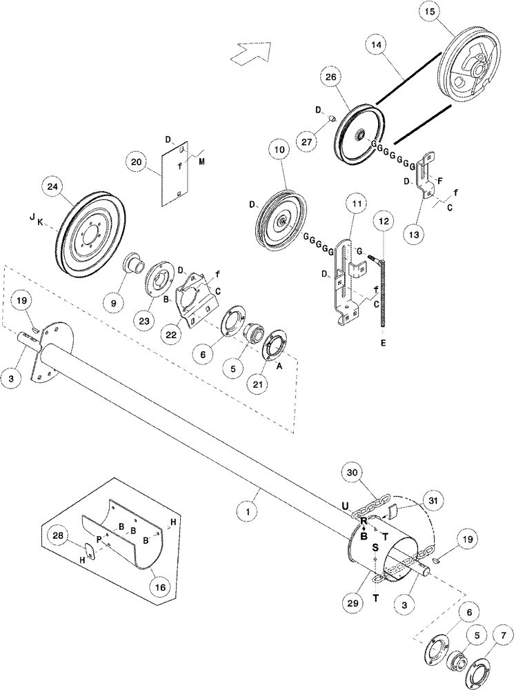 Схема запчастей Case IH 1052 - (09-15) - SINGLE SICKLE DRIVE SHAFT (09) - CHASSIS