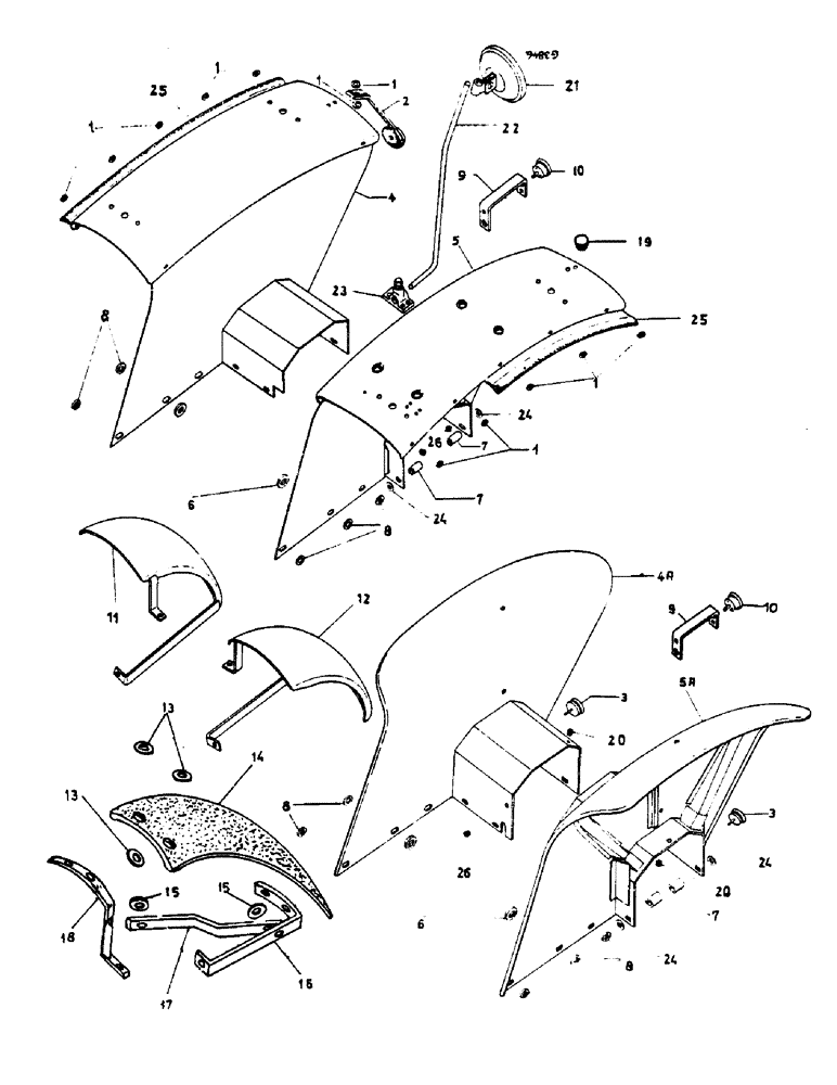 Схема запчастей Case IH 553 - (236) - REAR FENDERS, FRONT SPLASH SHIELDS, MIRROR (09) - CHASSIS