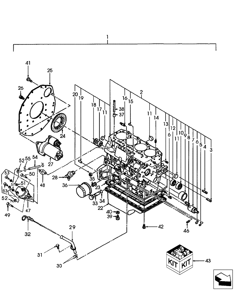 Схема запчастей Case IH FARMALL 45 - (01.02) - CYLINDER BLOCK (01) - ENGINE
