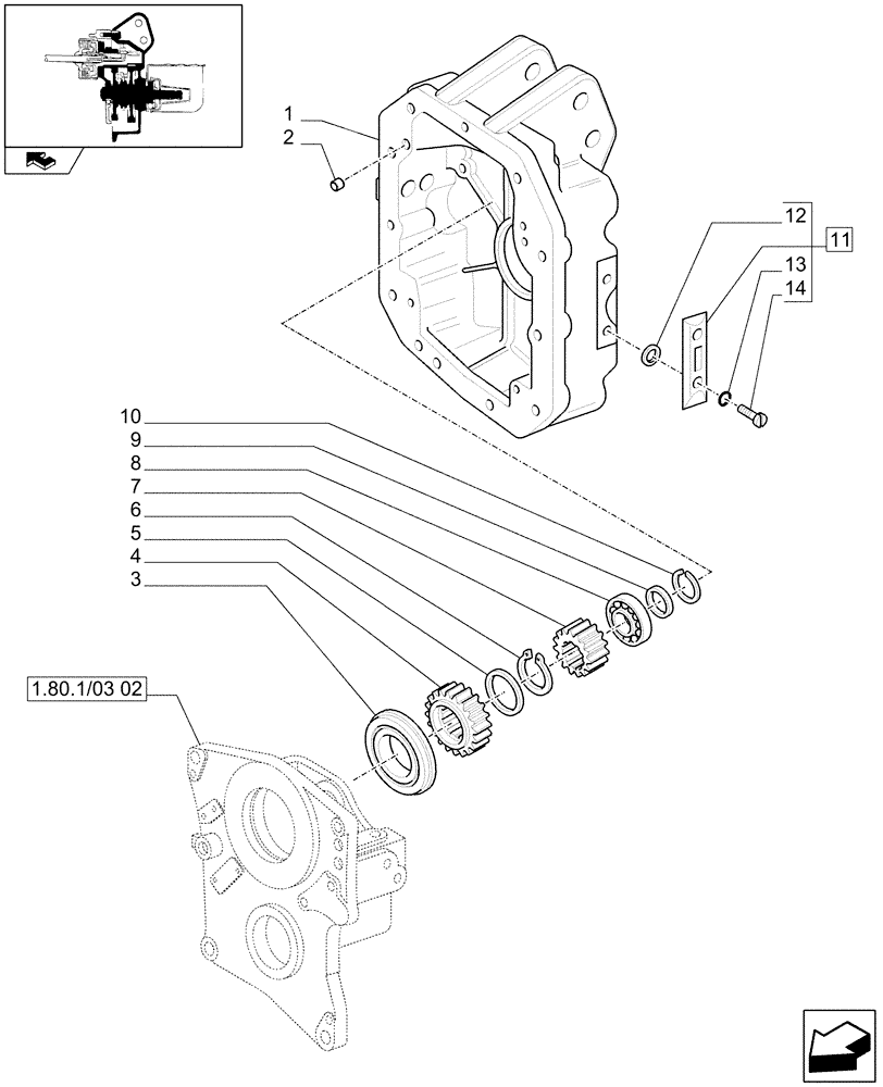 Схема запчастей Case IH PUMA 165 - (1.80.1/03[03]) - (VAR.335) PTO 540E/1000 RPM WITH INTERCHANGEABLE SHAFTS - COVER AND GEARS (07) - HYDRAULIC SYSTEM