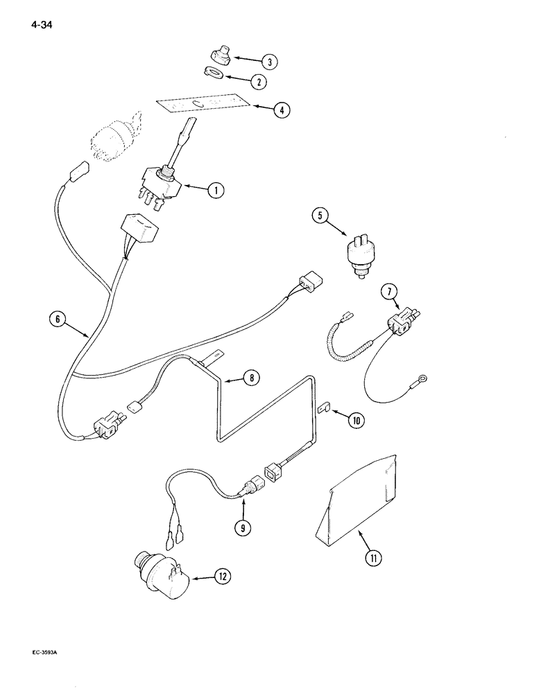 Схема запчастей Case IH 995 - (4-34) - TWO SPEED POWER SHIFT CONTROL, TRACTOR WITHOUT CAB (04) - ELECTRICAL SYSTEMS