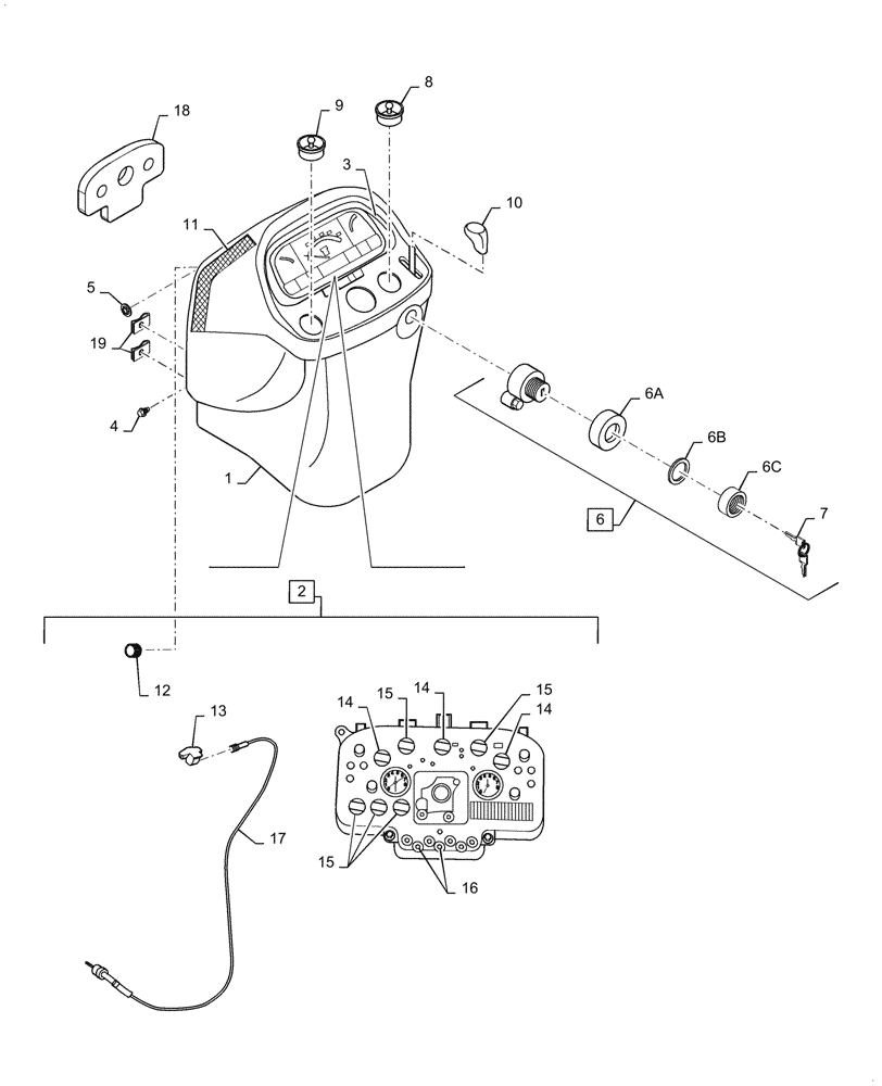 Схема запчастей Case IH DX18E - (06.04) - DASHBOARD (06) - ELECTRICAL SYSTEMS
