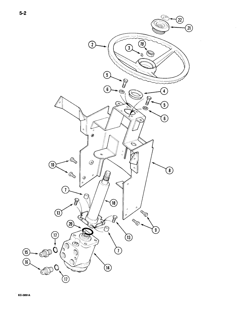 Схема запчастей Case IH 895 - (5-02) - STEERING WHEEL, SUPPORT AND VALVE, TRACTOR WITHOUT CAB (05) - STEERING