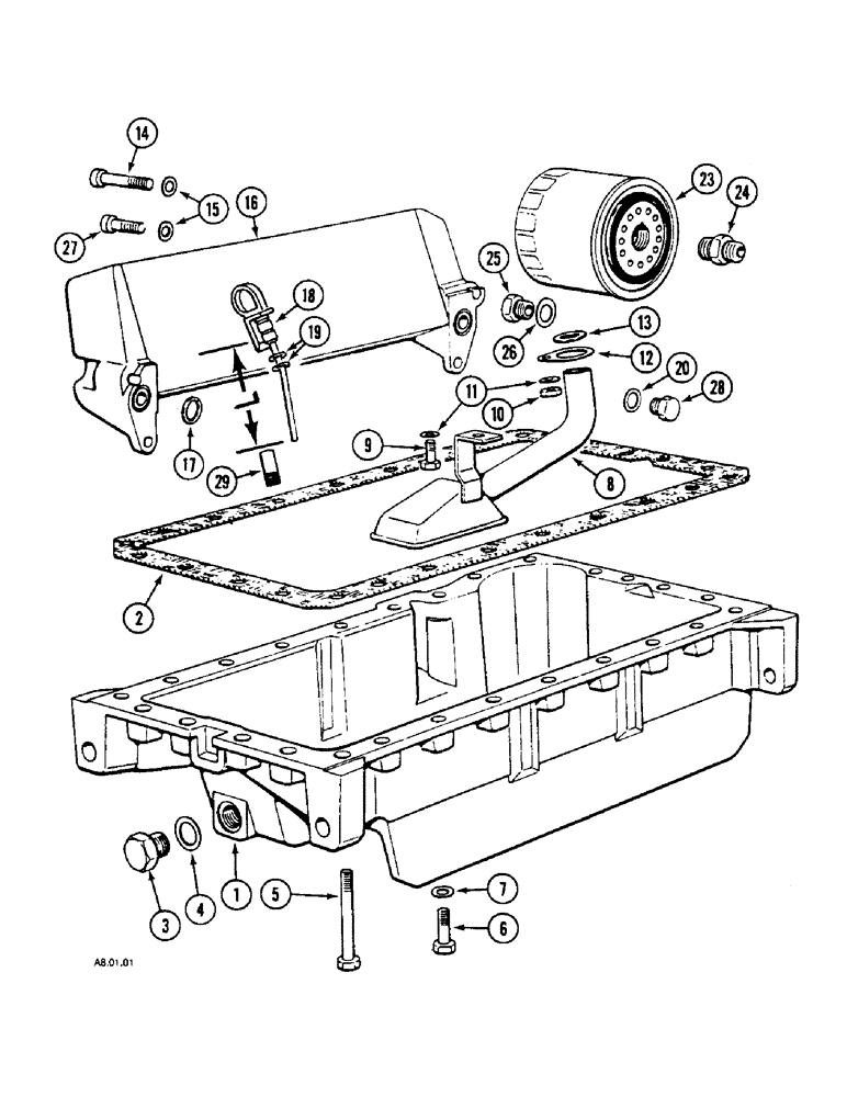 Схема запчастей Case IH 2140 - (2-56) - OIL PAN AND CONNECTIONS (4 CYL), 2140, 2150 (02) - ENGINE
