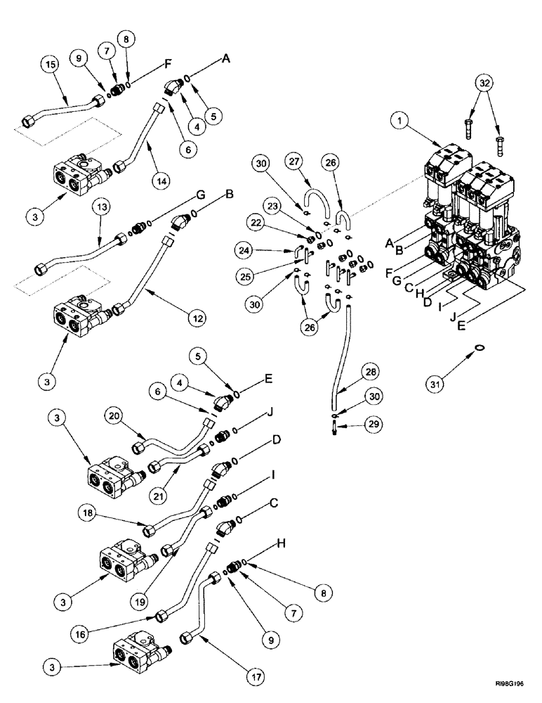 Схема запчастей Case IH MX220 - (8-034) - HYDRAULIC SYSTEM, REMOTE COUPLERS (08) - HYDRAULICS