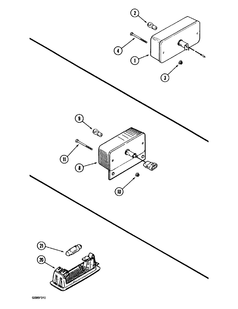Схема запчастей Case IH 1670 - (4-38) - LAMP ASSEMBLIES, FRONT AND REAR WARNING LAMP, STOP AND TAIL LAMP, DOME LAMP (06) - ELECTRICAL