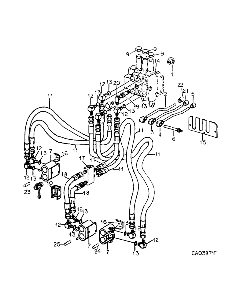 Схема запчастей Case IH 4386 - (10-34) - HYDRAULICS, VALVE BANK AND CONNECTIONS, FOR THREE VALVE BANK ASSEMBLY (07) - HYDRAULICS