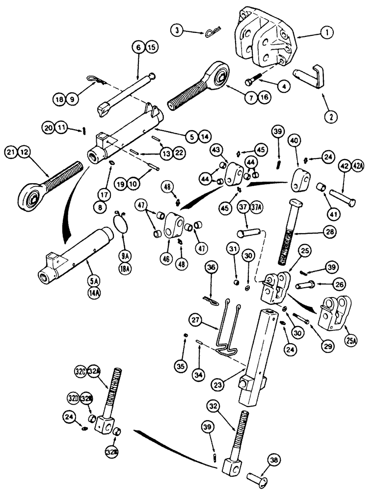 Схема запчастей Case IH 8910 - (9-004) - HITCH UPPER LIFT LINKS, 1-1/2 INCH AND 1-3/4 INCH THREAD (09) - CHASSIS/ATTACHMENTS