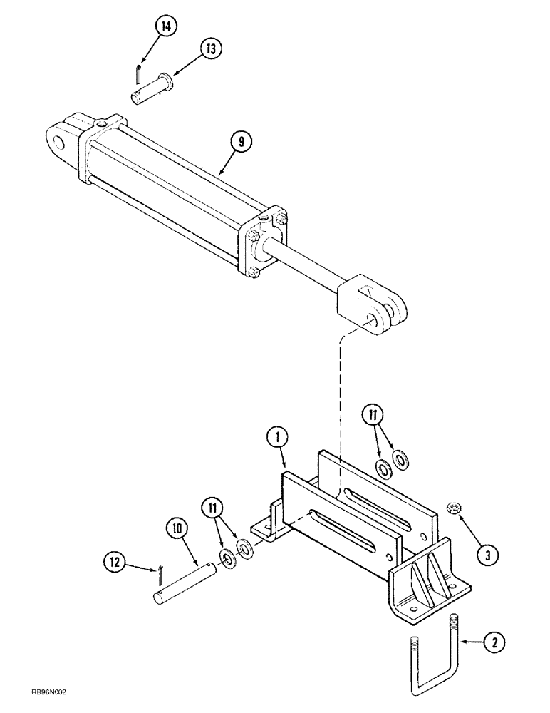 Схема запчастей Case IH 4300 - (9-048) - WING LIFT CYLINDER MOUNTING, STANDARD TRANSPORT, VERTICAL FOLD, 12 FOOT WING (09) - CHASSIS/ATTACHMENTS